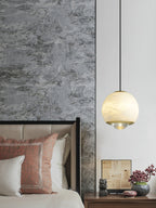 Zephaan Modern Minimalist Brass Alabaster Pendant Light