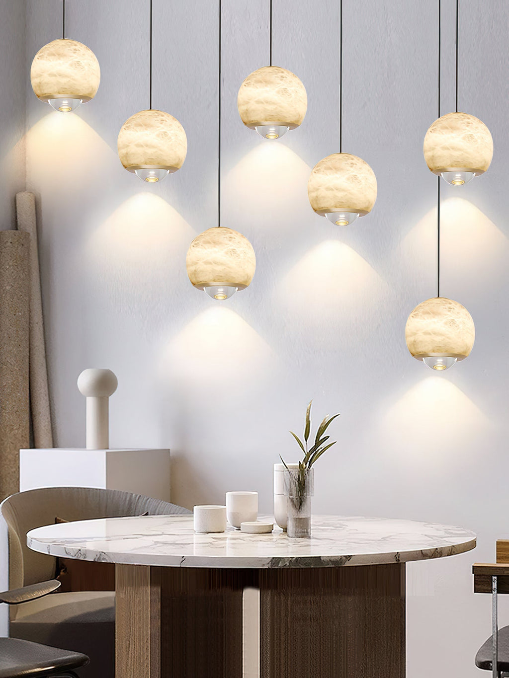Zephaan Modern Minimalist Brass Alabaster Pendant Light