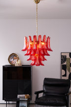 Aurora Chandelier Red Petal Glass Layered Artistic