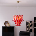 Aurora Chandelier Red Petal Glass Layered Artistic