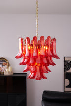 Aurora Chandelier Red Petal Glass Layered Artistic