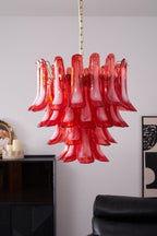 Aurora Chandelier Red Petal Glass Layered Artistic