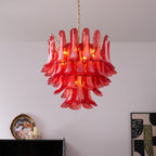 Aurora Chandelier Red Petal Glass Layered Artistic