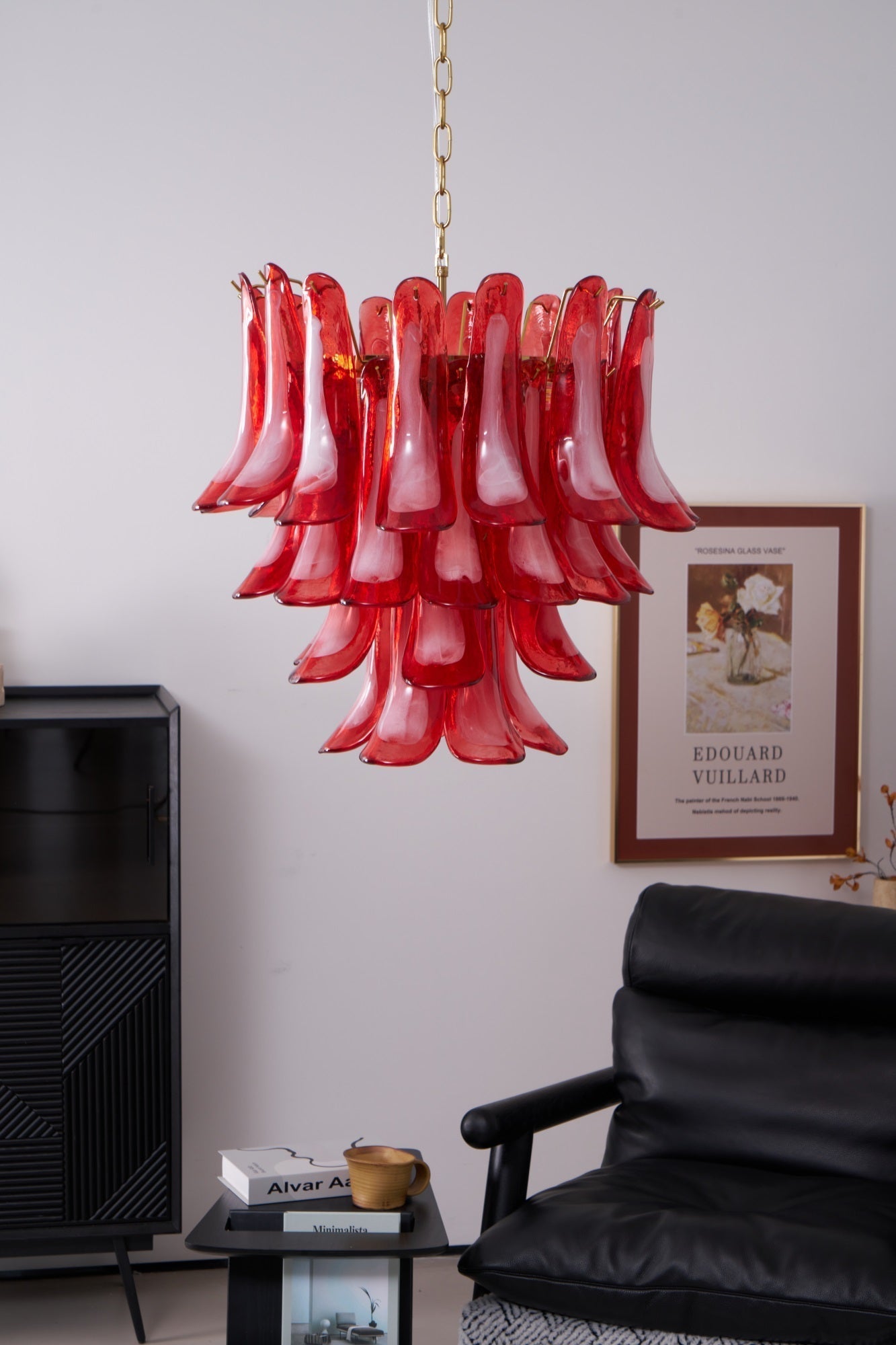 Aurora Chandelier Red Petal Glass Layered Artistic