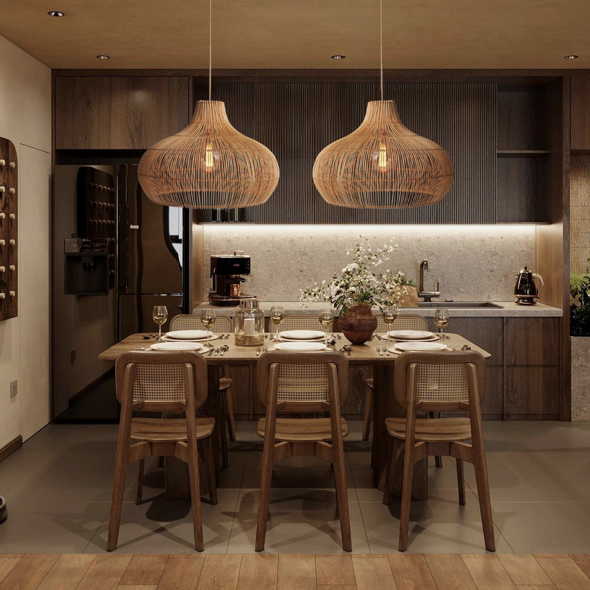 Elsilira Elegance Natural Rattan Pendant Lamp