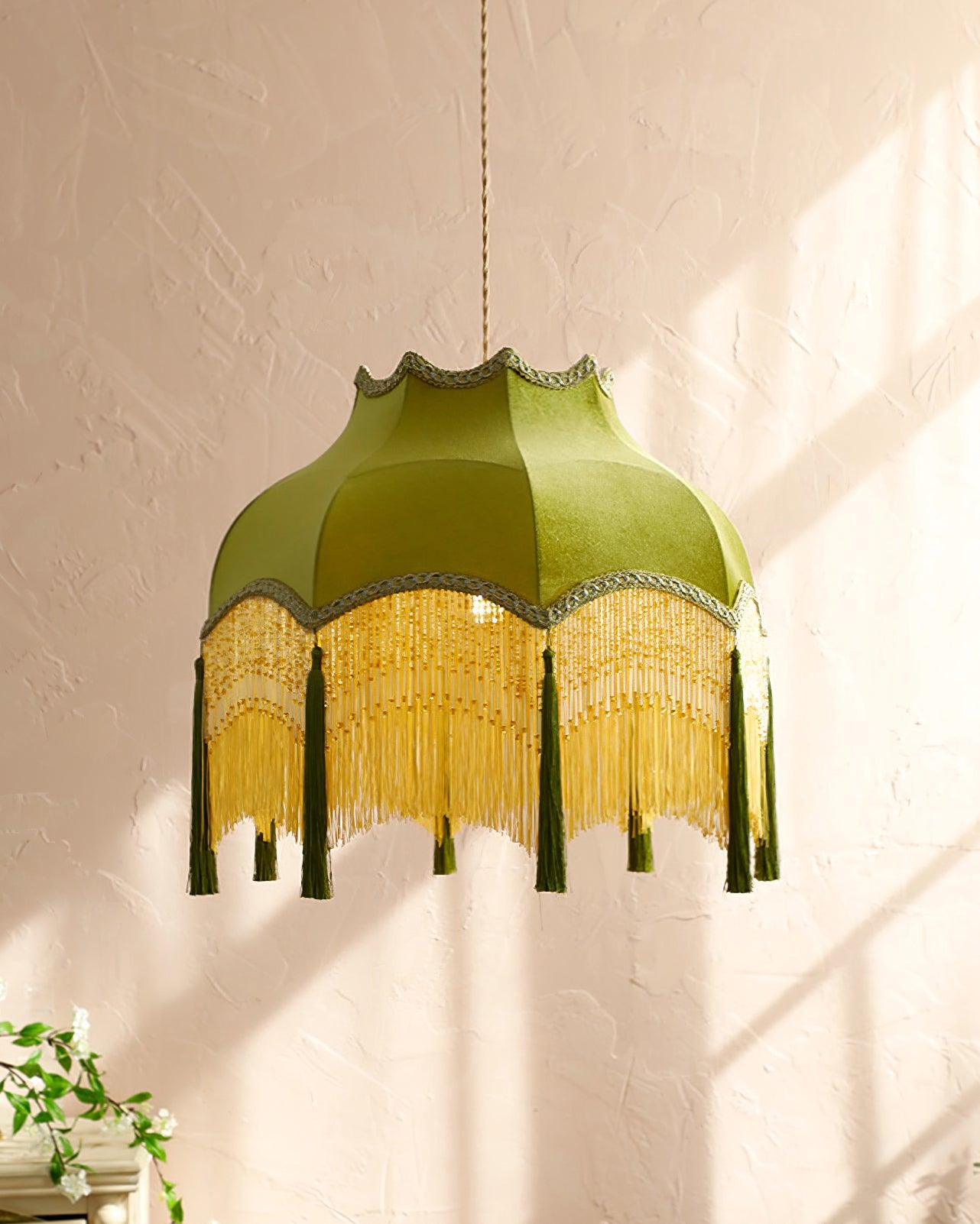 Fina Pendant Light Velvet Fringe Vintage Elegant Tassel