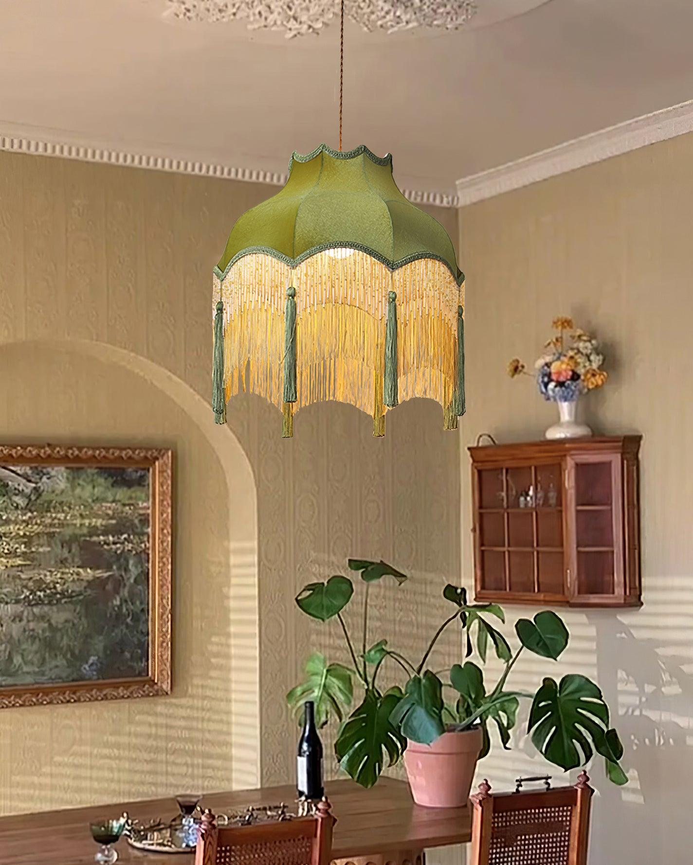 Fina Pendant Light Velvet Fringe Vintage Elegant Tassel