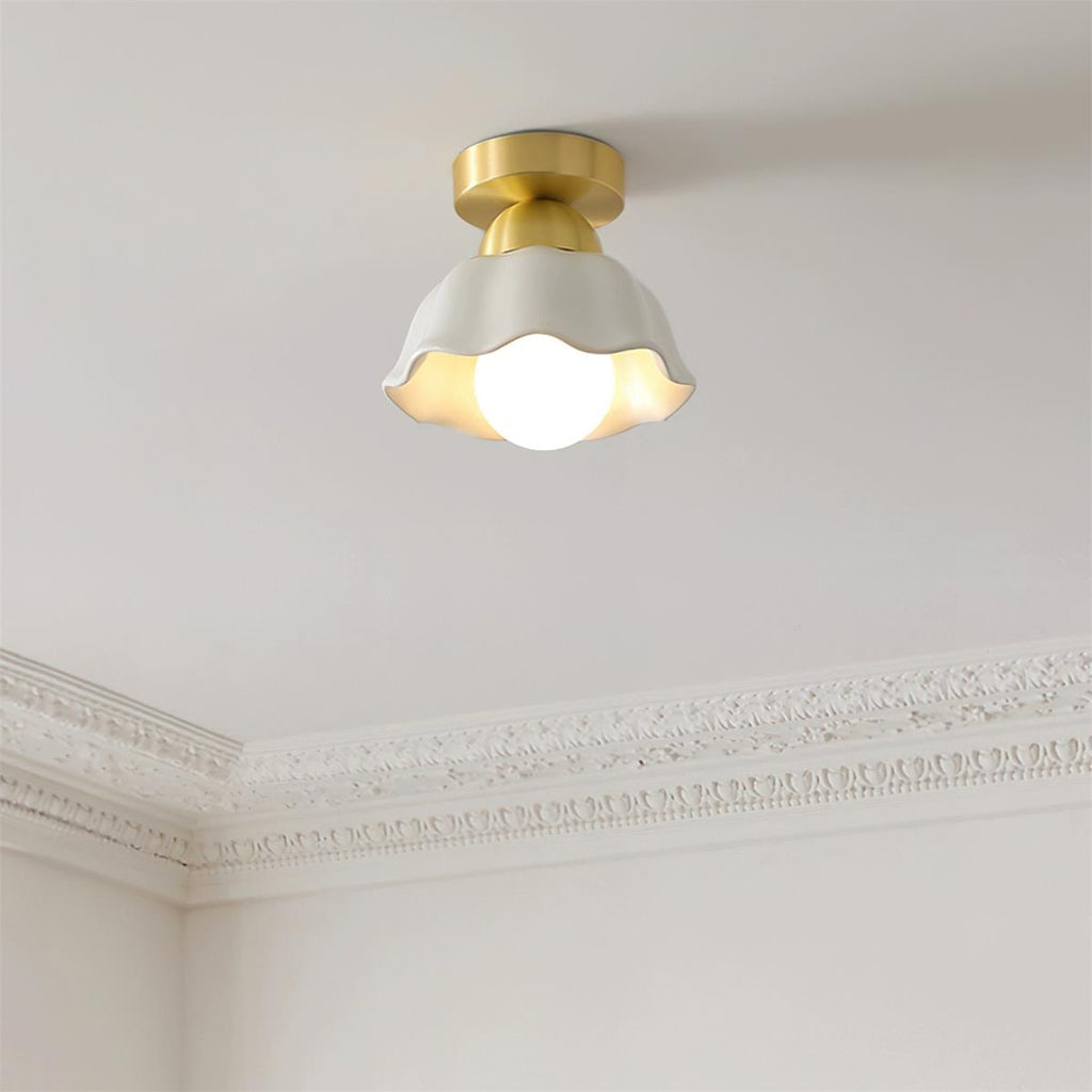 Opila Gold & White Semi Flush Ceiling Light