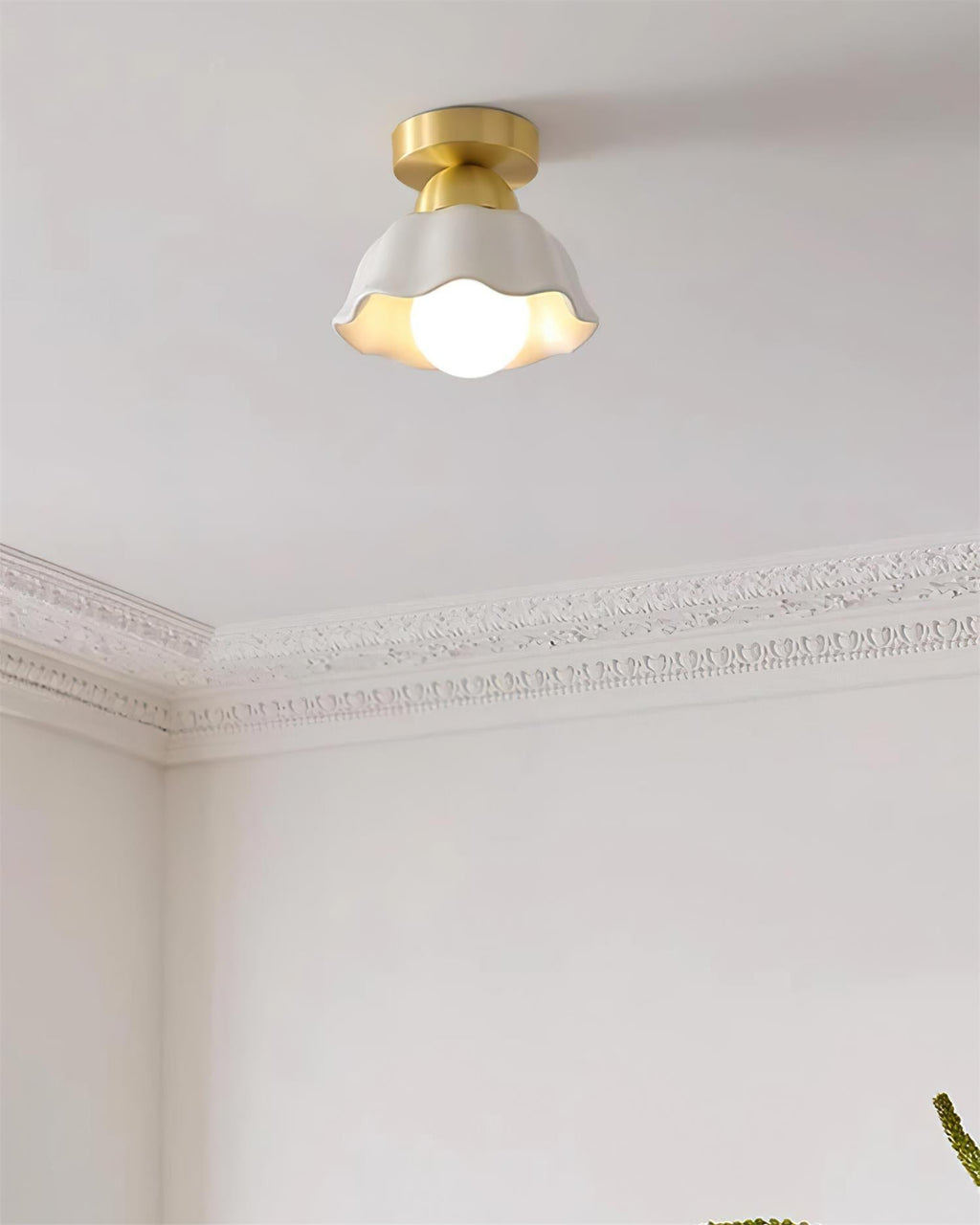 Opila Gold & White Semi Flush Ceiling Light