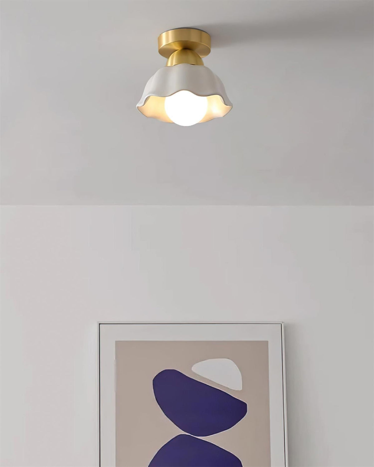 Opila Gold & White Semi Flush Ceiling Light