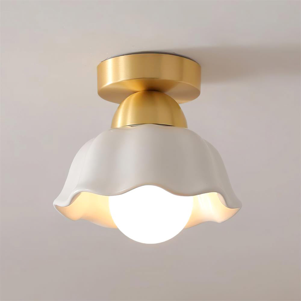 Opila Gold & White Semi Flush Ceiling Light