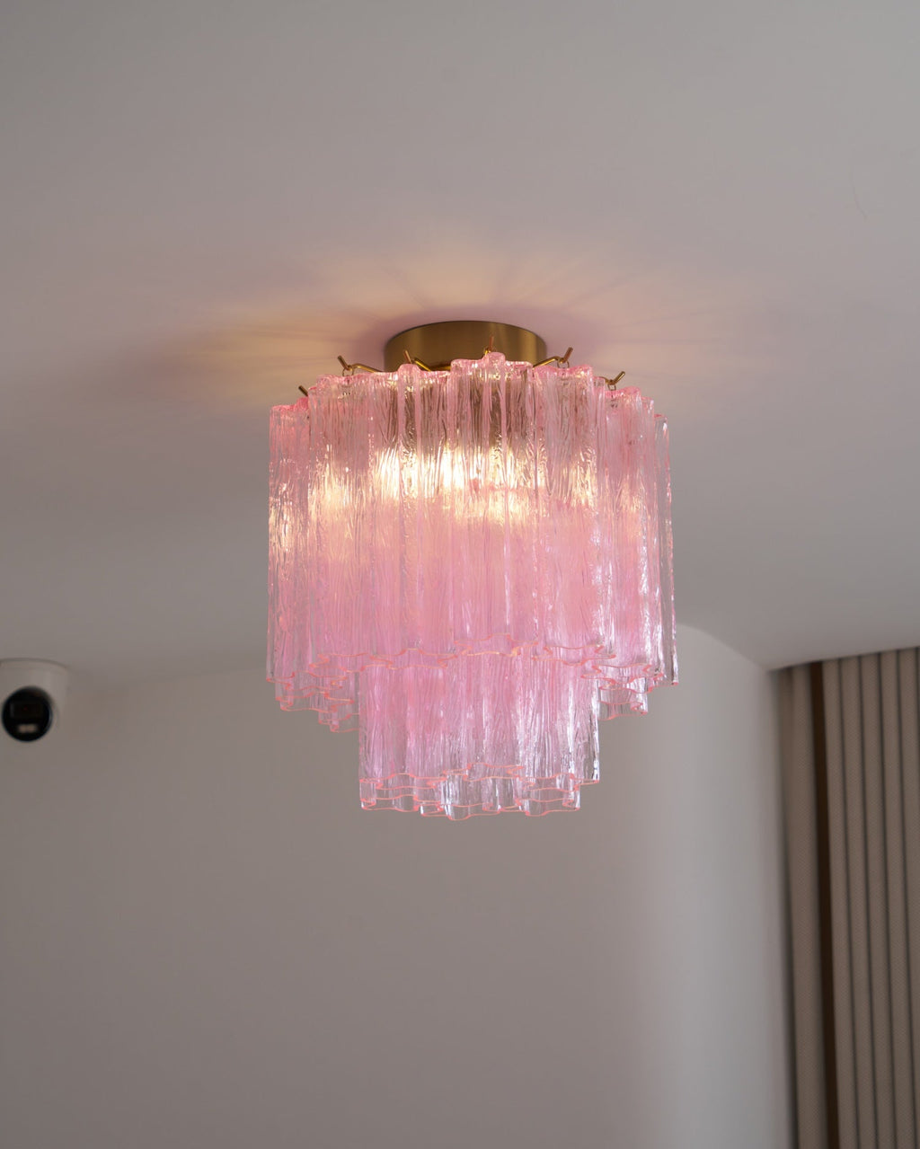 Aurora Ceiling Lamp Pink Murano Glass Tiered Modern Flush