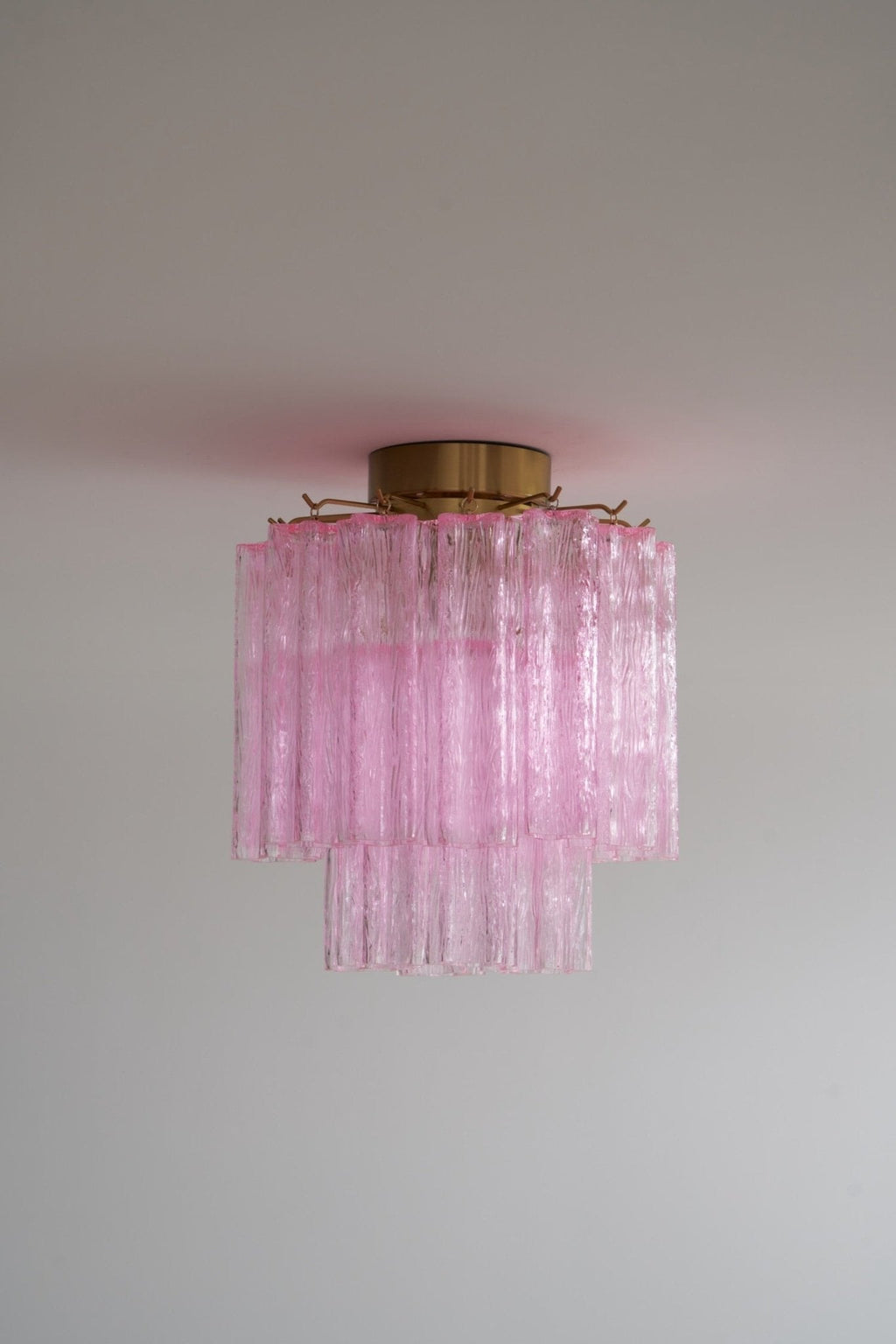 Aurora Ceiling Lamp Pink Murano Glass Tiered Modern Flush