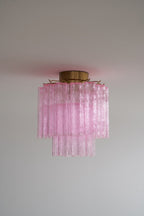 Aurora Ceiling Lamp Pink Murano Glass Tiered Modern Flush