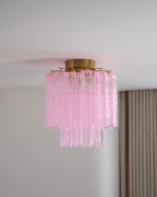 Aurora Ceiling Lamp Pink Murano Glass Tiered Modern Flush