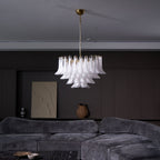 Aurora Chandelier Pink Glass Leaf Layered Floral Glamour