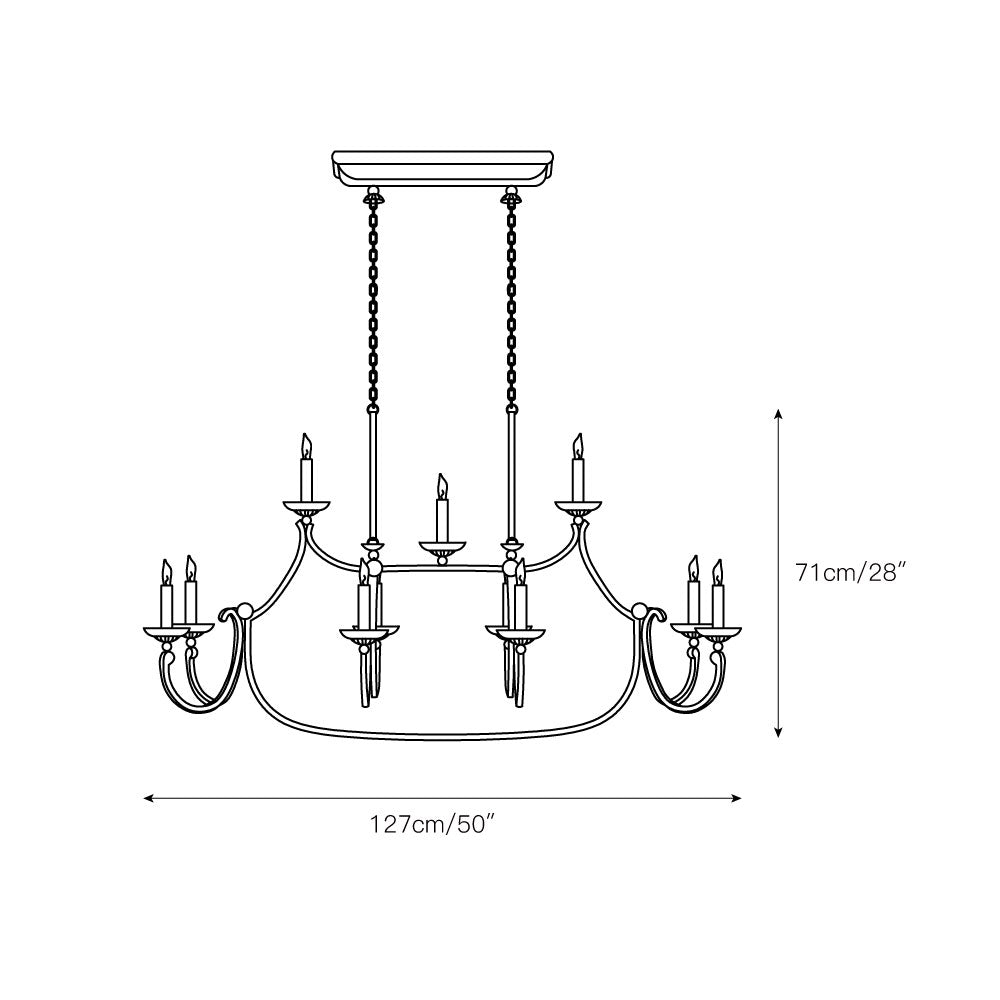 Ercare Vintage Industrial Linear Brass Fabric Chandelier