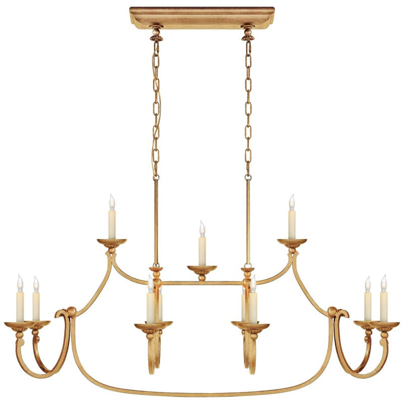 Ercare Vintage Industrial Linear Brass Fabric Chandelier