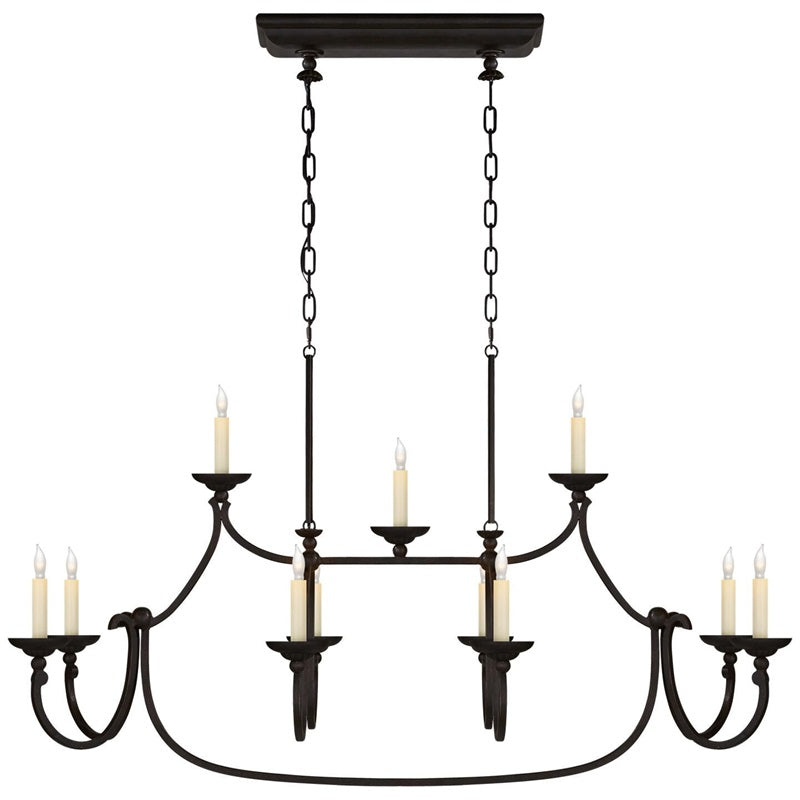 Ercare Vintage Industrial Linear Brass Fabric Chandelier