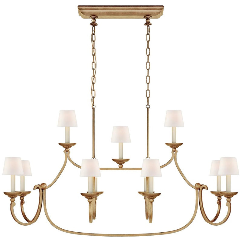 Ercare Vintage Industrial Linear Brass Fabric Chandelier