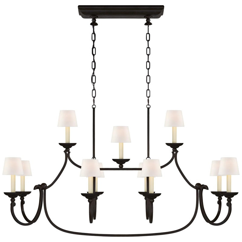 Ercare Vintage Industrial Linear Brass Fabric Chandelier