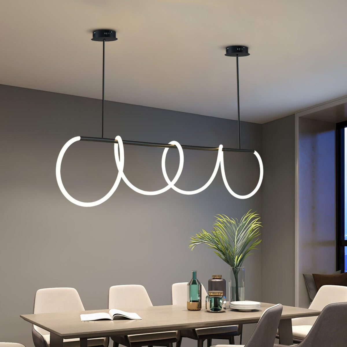 Lustra Chandelier Flexible Silicone Curve Modern Elegant