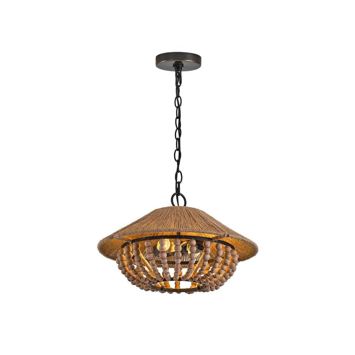 Elmarion Elegance Natural Farmhouse Wooden Pendant Lamp