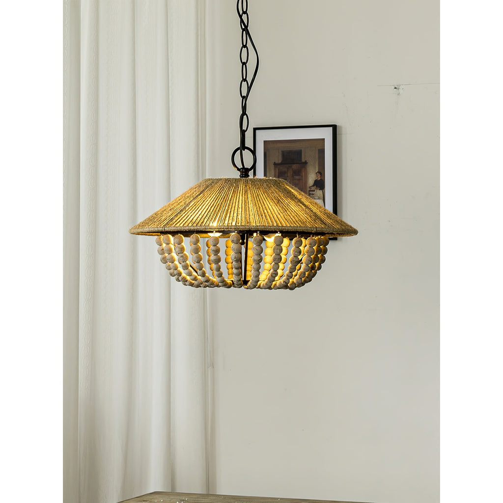 Elmarion Elegance Natural Farmhouse Wooden Pendant Lamp