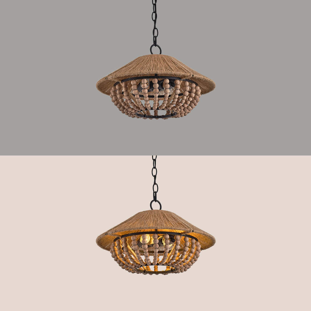 Elmarion Elegance Natural Farmhouse Wooden Pendant Lamp