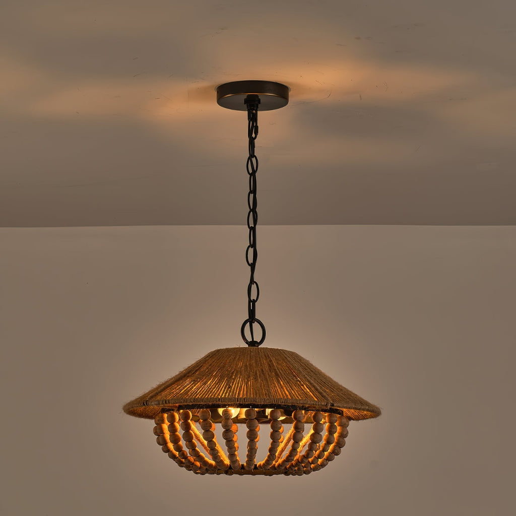 Elmarion Elegance Natural Farmhouse Wooden Pendant Lamp