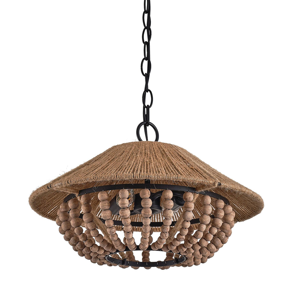 Elmarion Elegance Natural Farmhouse Wooden Pendant Lamp