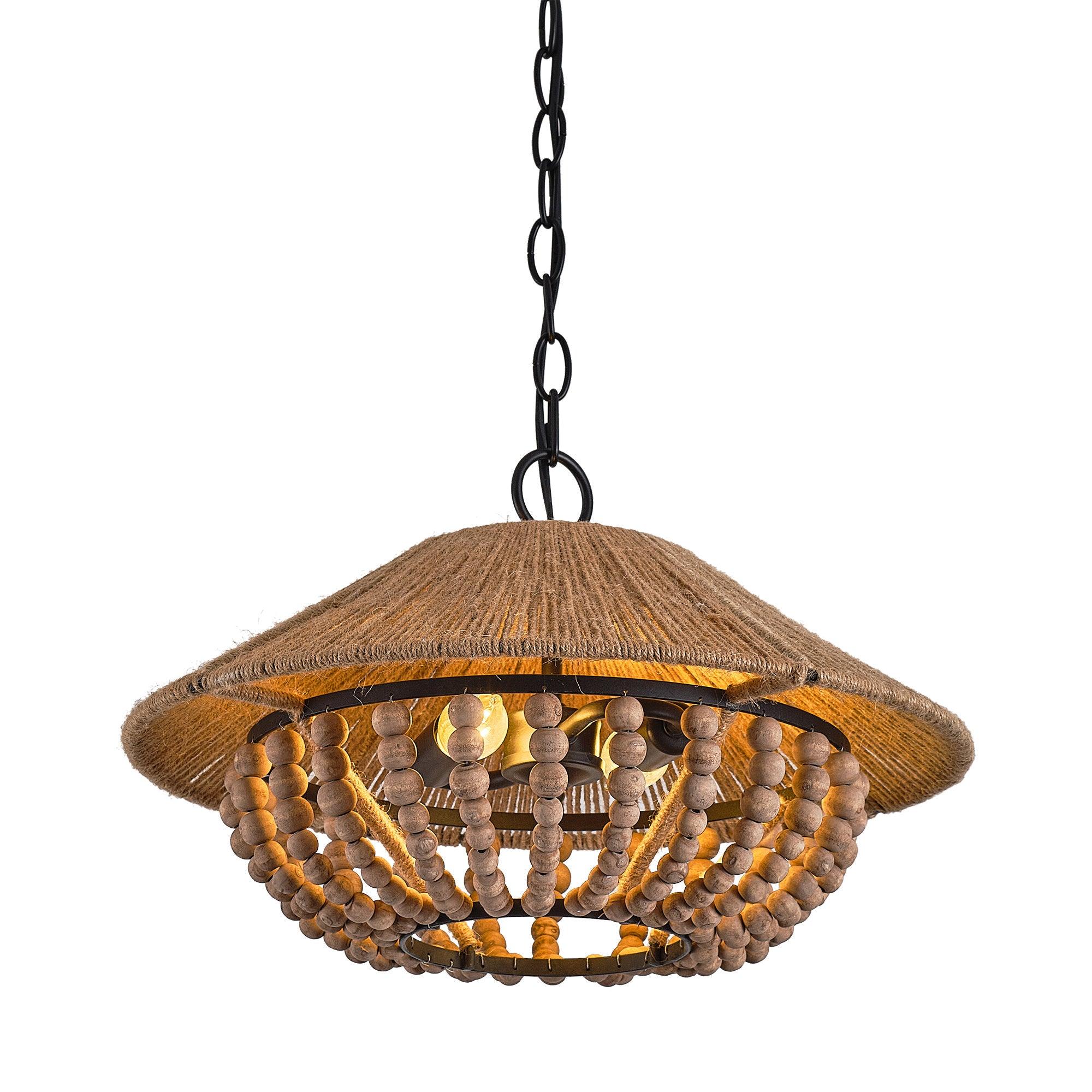 Elmarion Elegance Natural Farmhouse Wooden Pendant Lamp
