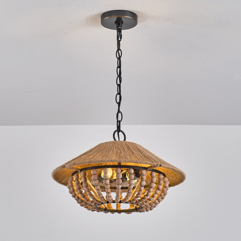 Elmarion Elegance Natural Farmhouse Wooden Pendant Lamp