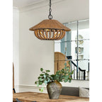 Elmarion Elegance Natural Farmhouse Wooden Pendant Lamp