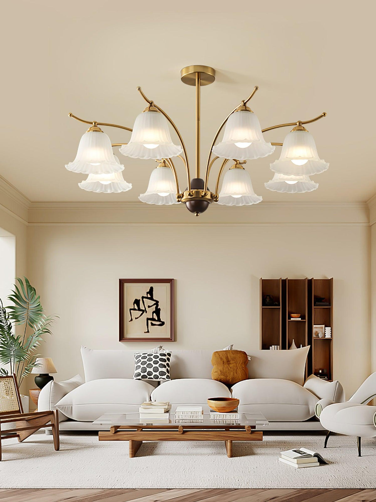 Civinora Brass Alabaster Chandelier