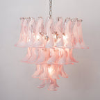 Aurora Chandelier Pink Murano Lily Petal Cascading Floral Classic