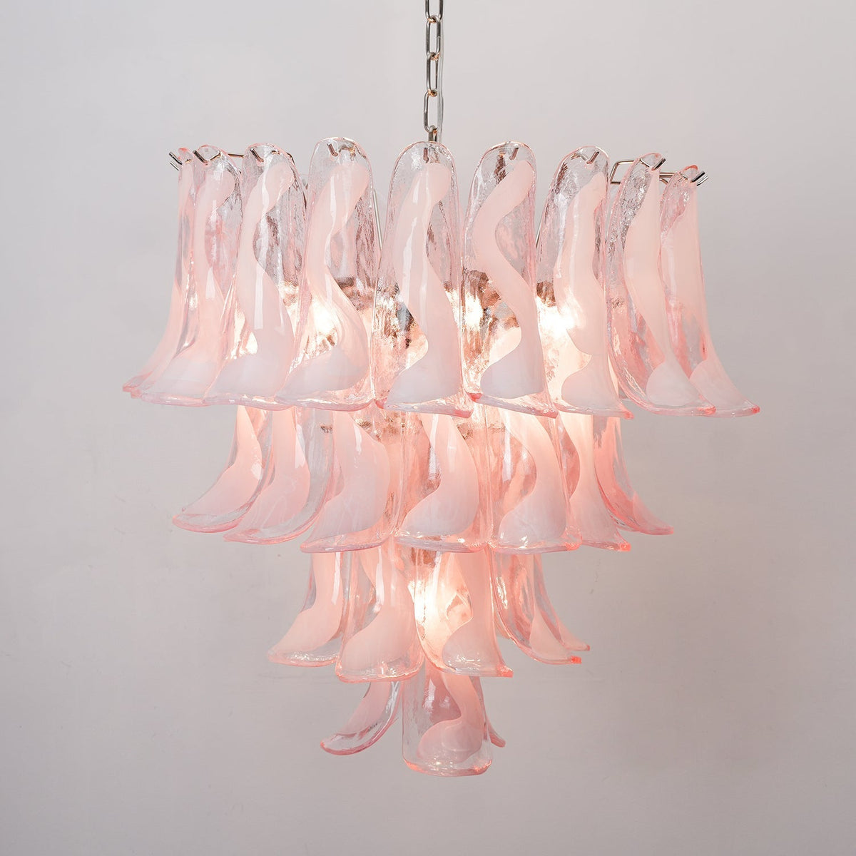 Aurora Chandelier Pink Murano Lily Petal Cascading Floral Classic