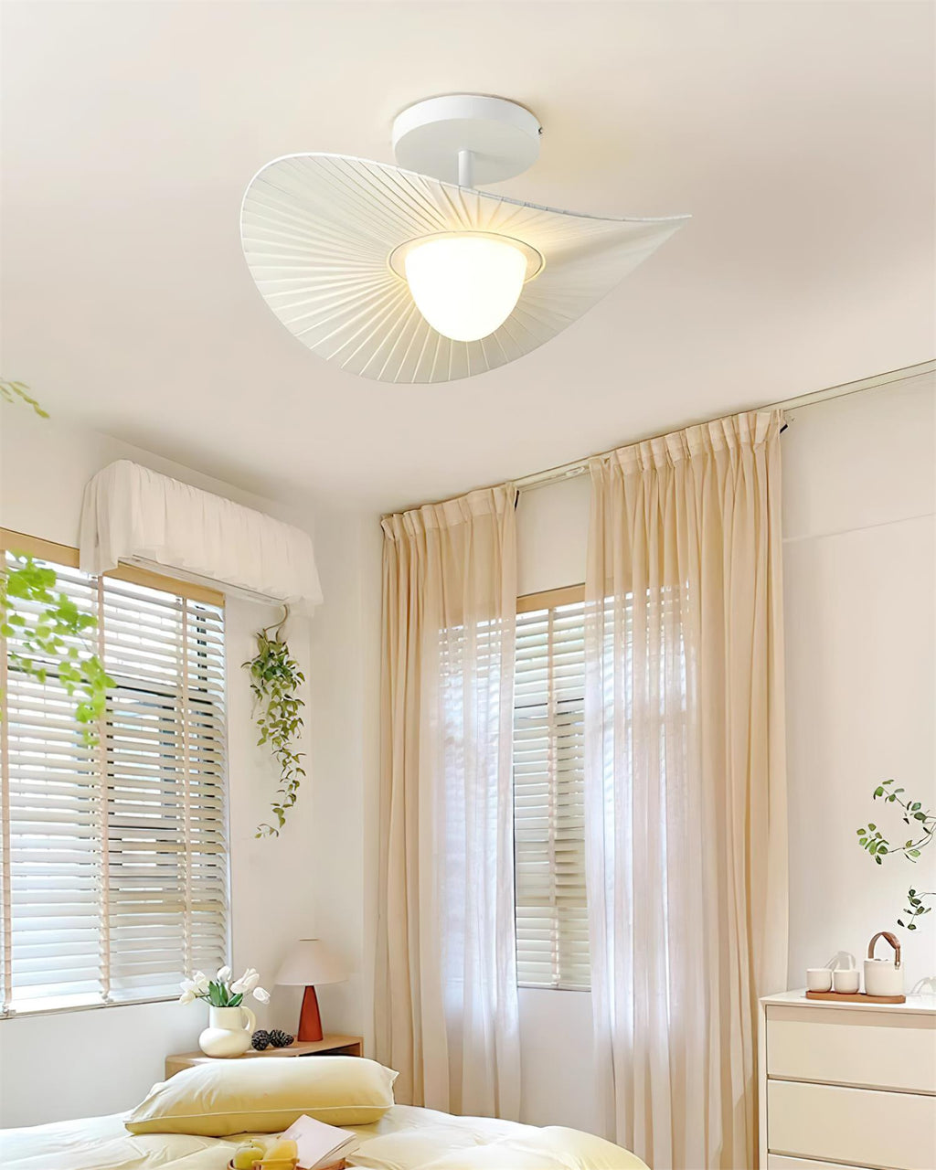 Florina Ceiling Light Fabric Ribbed Fan Shape Minimalist