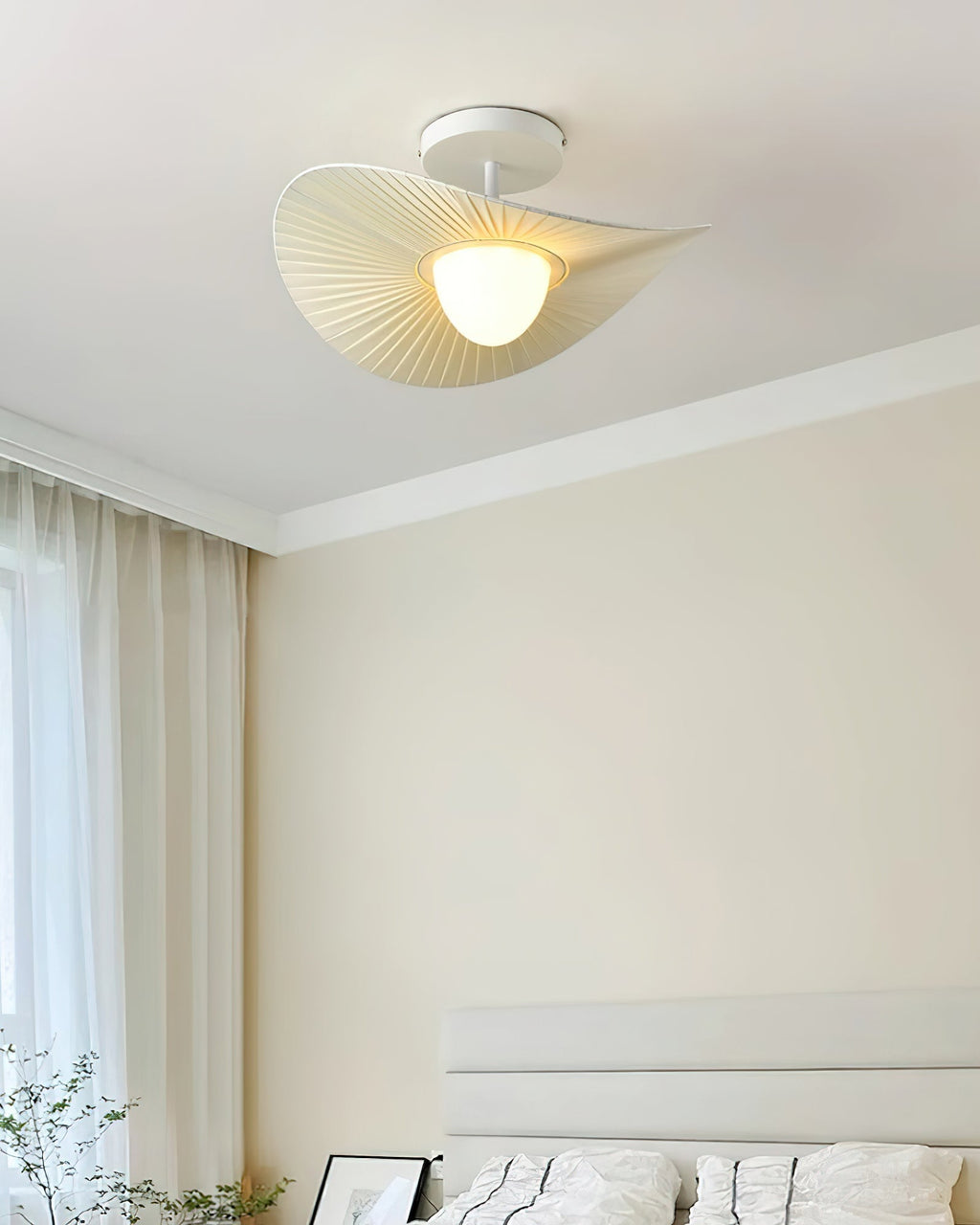 Florina Ceiling Light Fabric Ribbed Fan Shape Minimalist