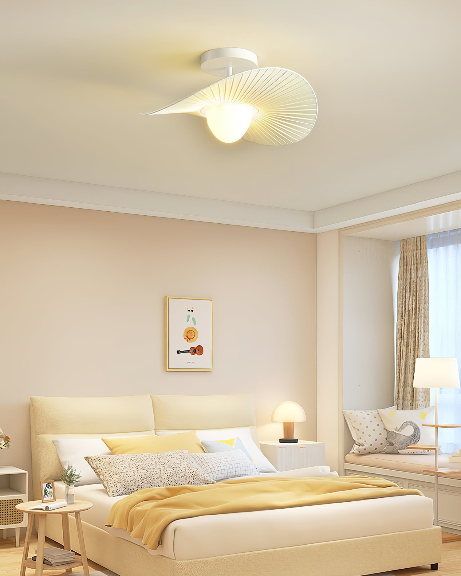 Florina Ceiling Light Fabric Ribbed Fan Shape Minimalist