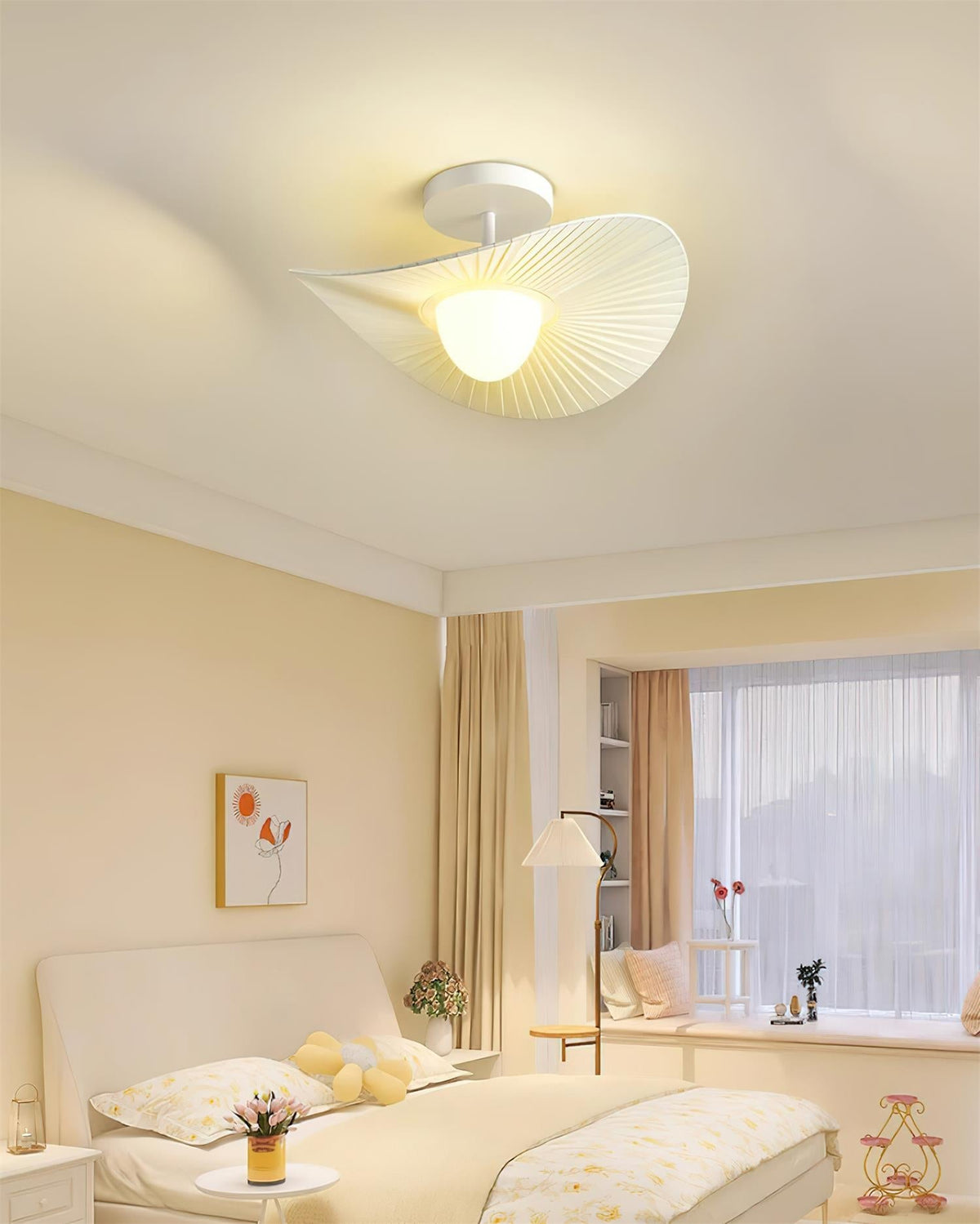 Florina Ceiling Light Fabric Ribbed Fan Shape Minimalist