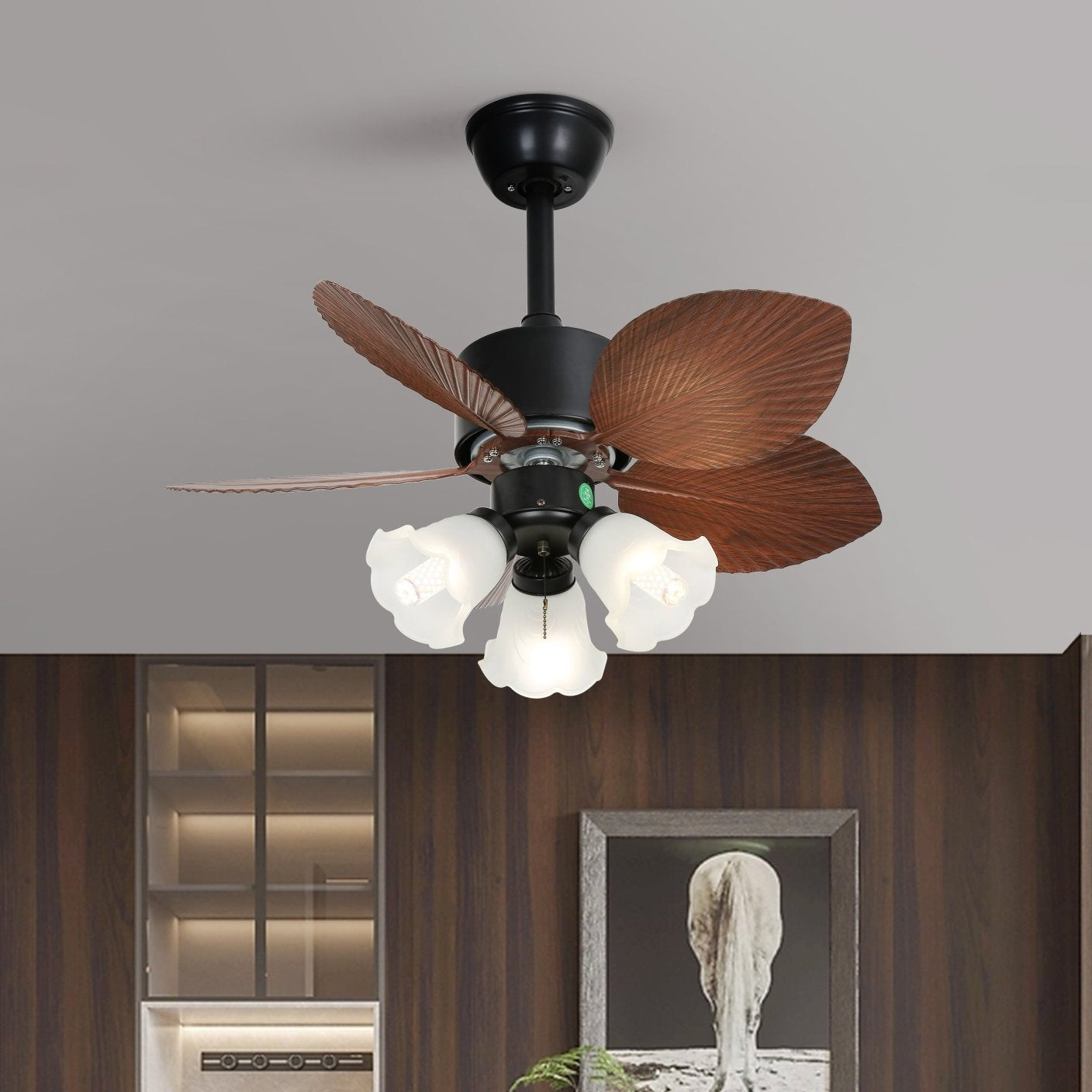 Florence Vintage Wood Ceiling Fan Light