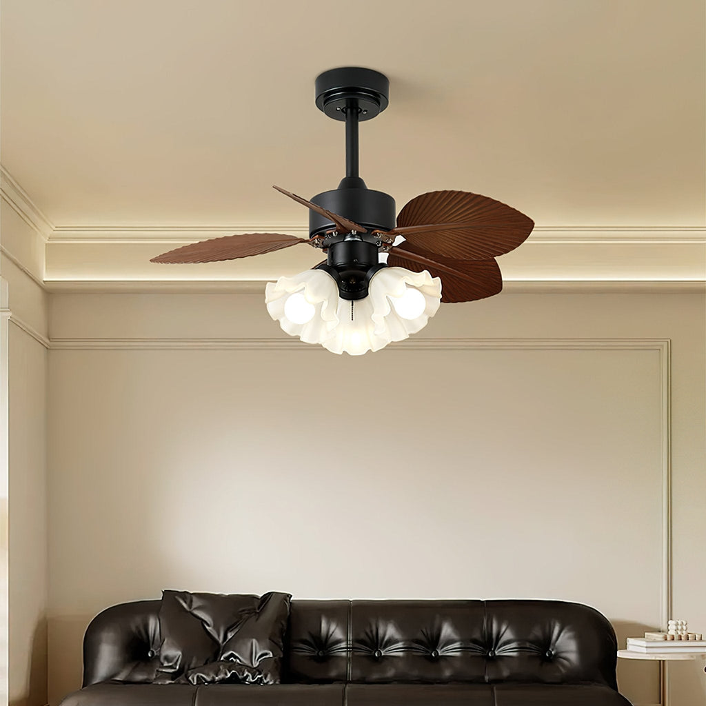 Rosalyn Vintage Wood Ceiling Fan Light