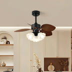 Rosalyn Vintage Wood Ceiling Fan Light