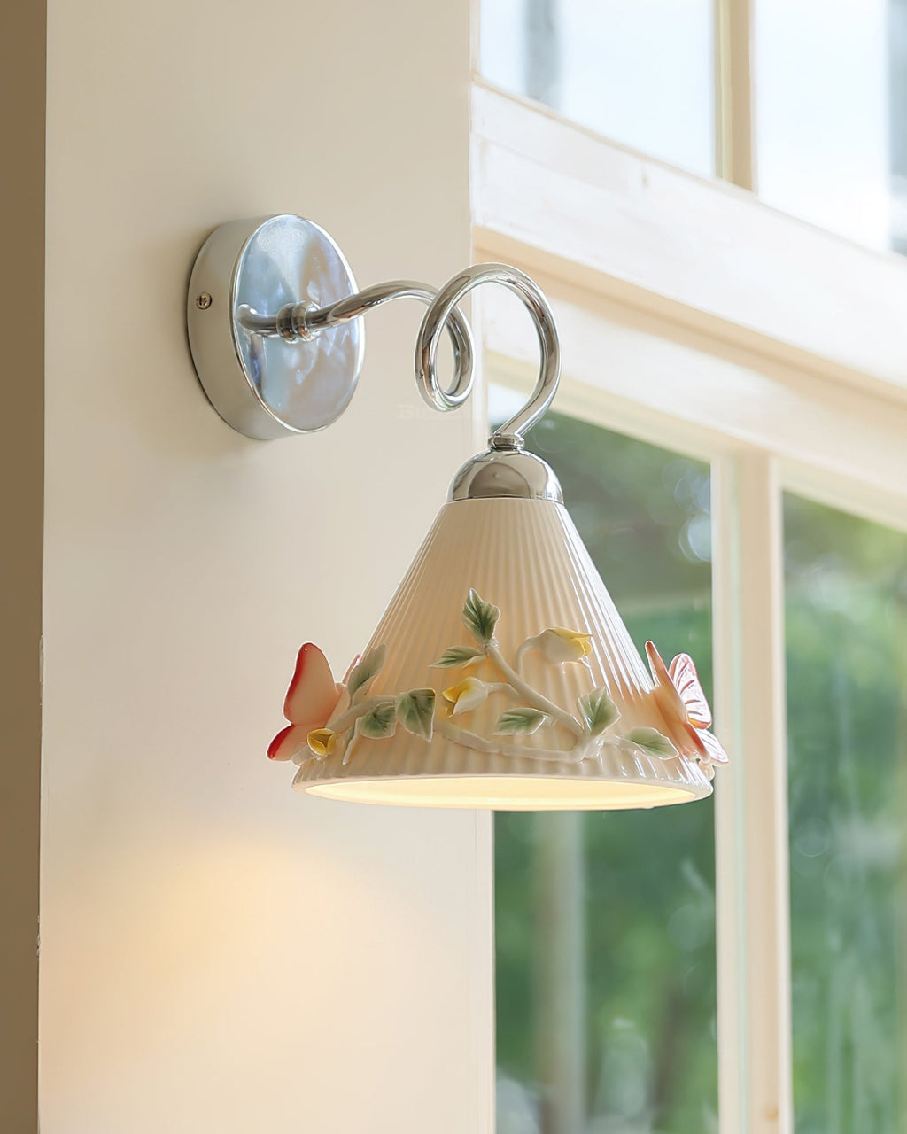 Florynna Wall Lamp Pleated Floral Butterfly