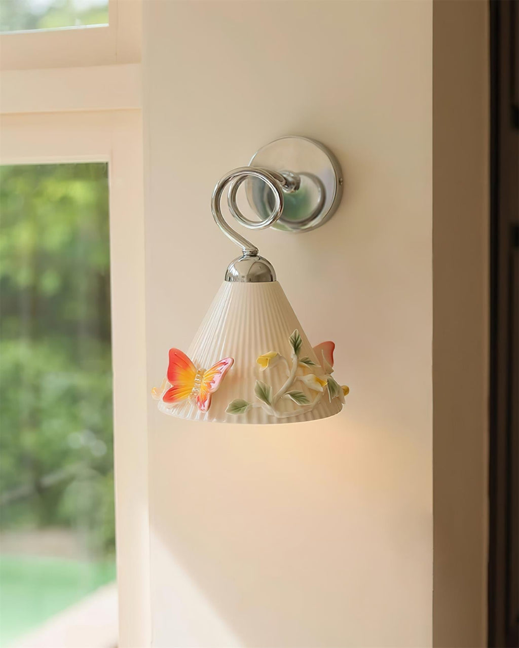 Florynna Wall Lamp Pleated Floral Butterfly