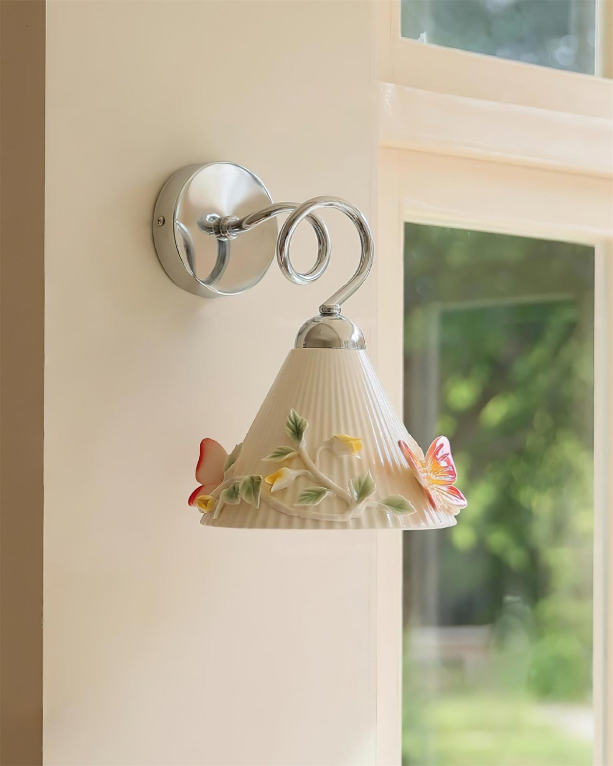 Florynna Wall Lamp Pleated Floral Butterfly