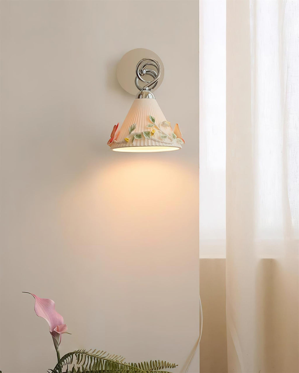 Florynna Wall Lamp Pleated Floral Butterfly