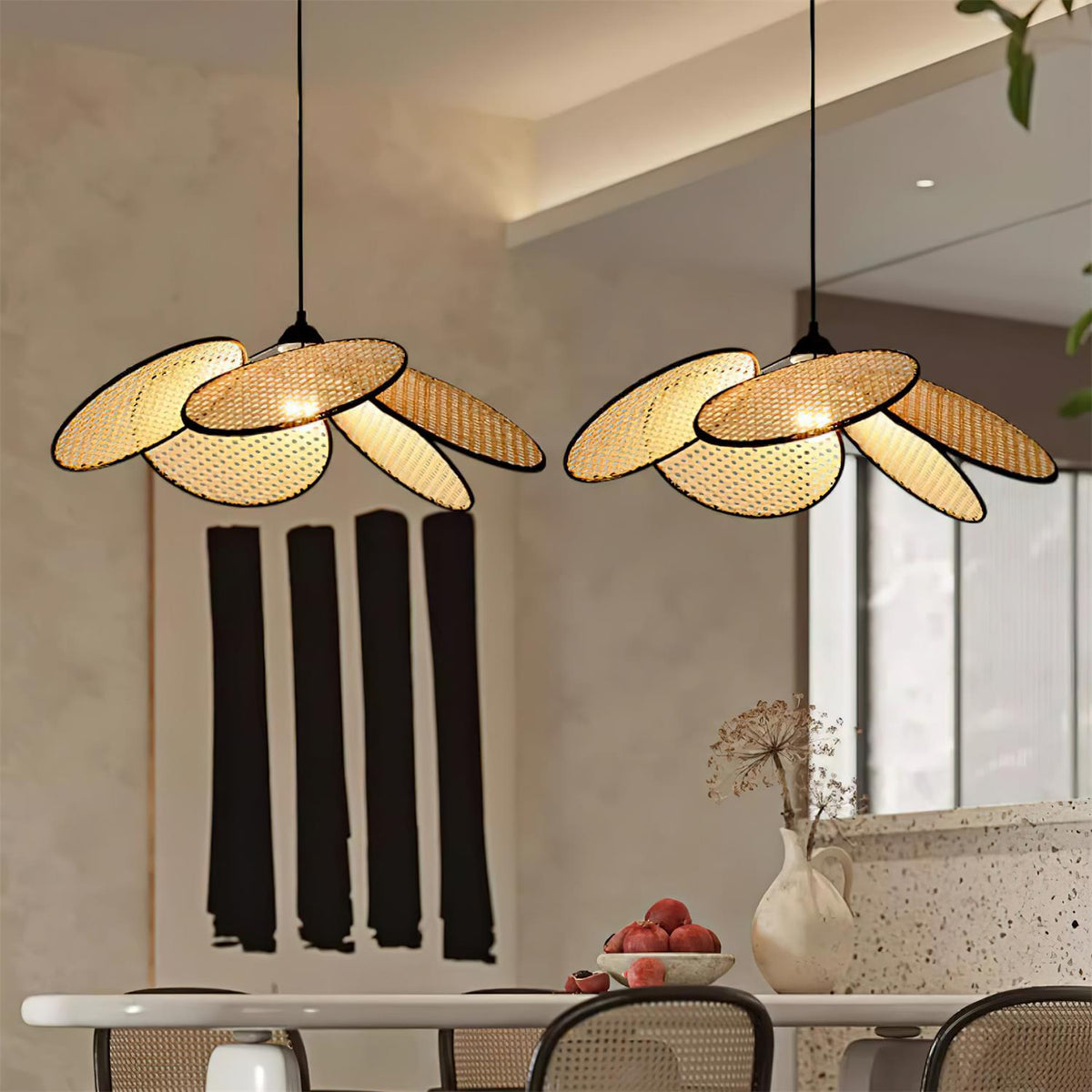 Flow Rattan Pendant Lamp Handwoven Organic