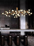 Avaros Postmodern Luxury Flower Bloom Branch Brass Ceramic Chandelier